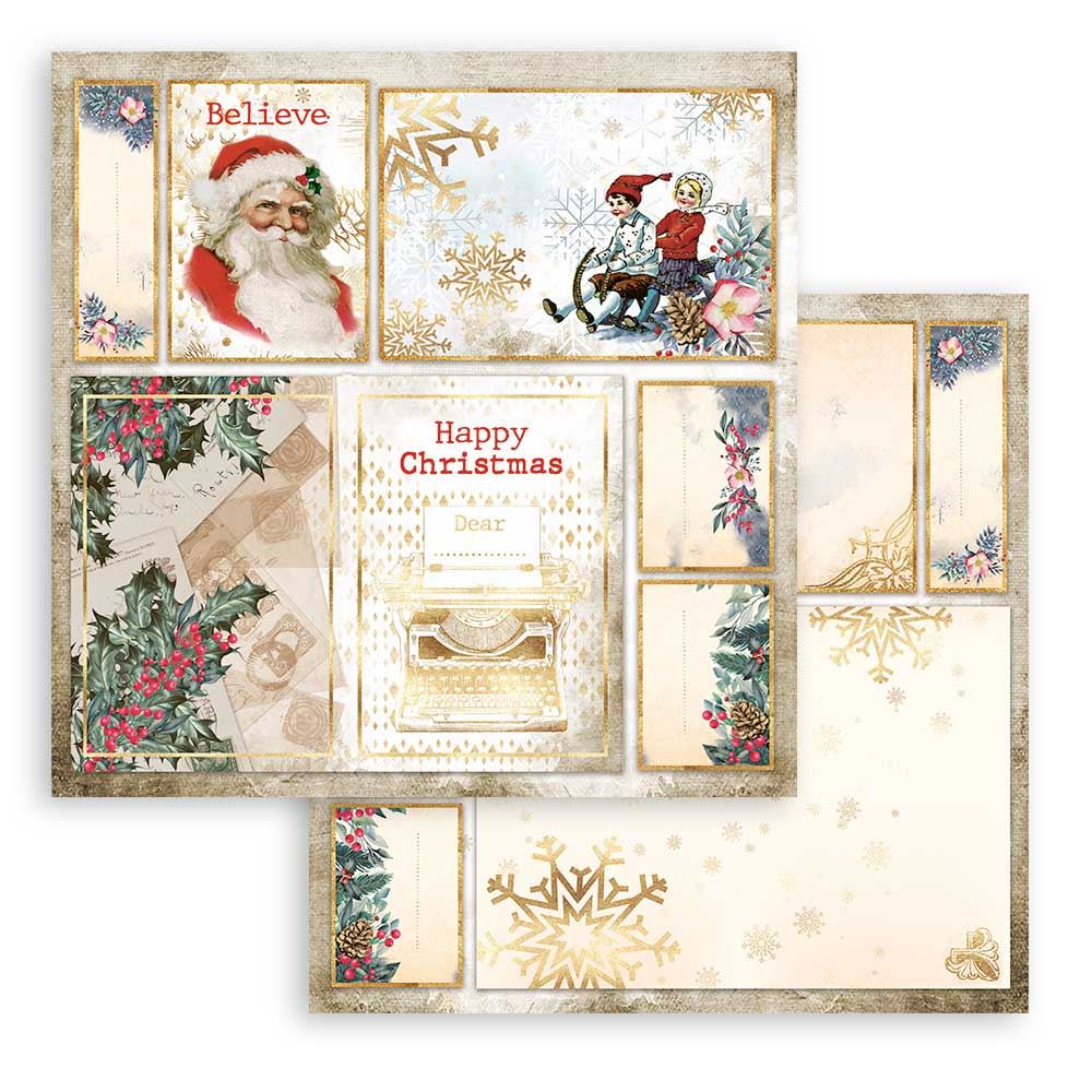 Carta Scrap Romantic Christmas Cartoline Santa Claus