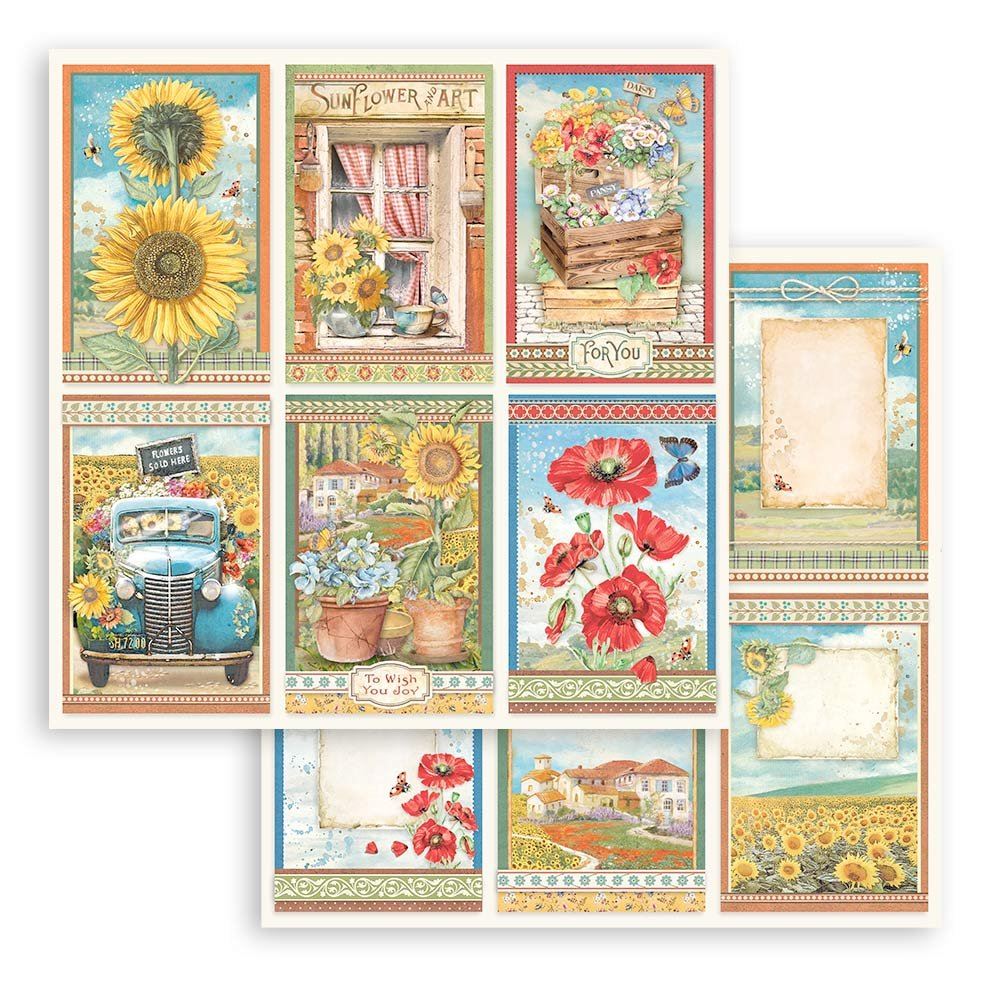 Carta Scrap Sunflower Art 6 cards Stamperia