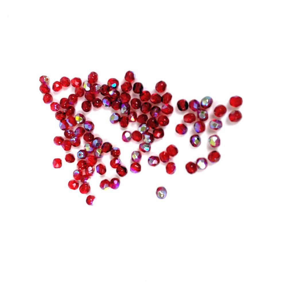 Perle in vetro sfaccettato Rubino