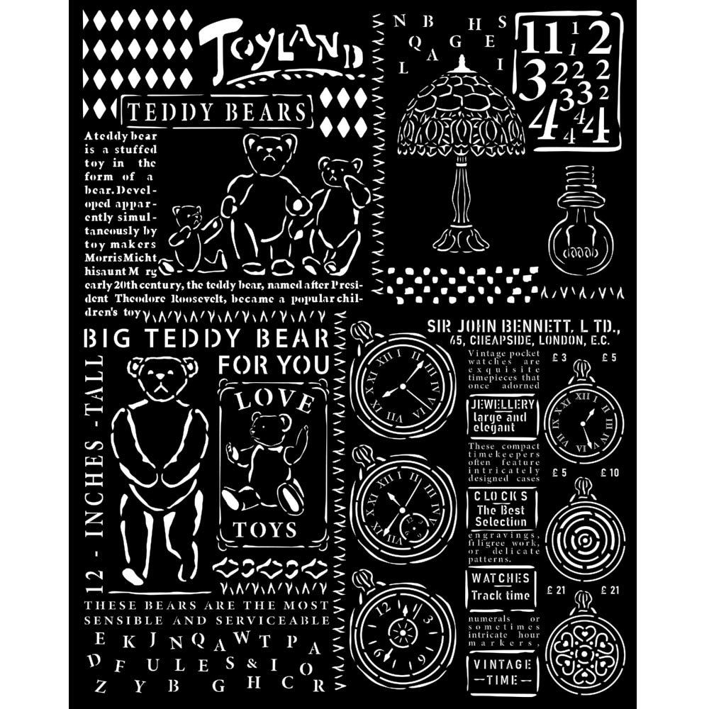 Stencil Brocante Antiques Teddy Bear