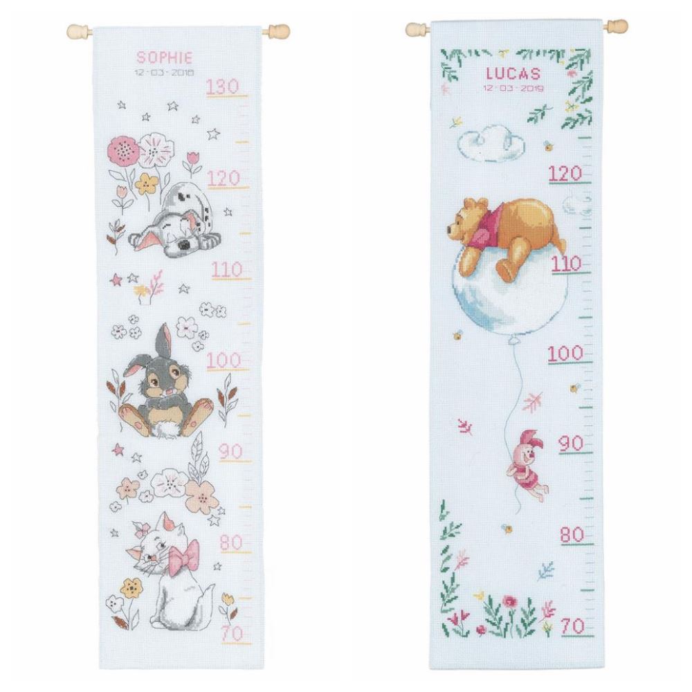 Kit Punto Croce Metro Crescita Con Dalmata, 20x63 Cm, Include Tela, Cotone E Schema