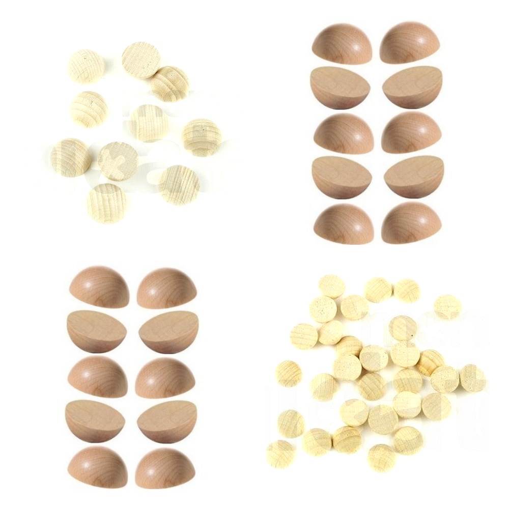 100 Sfere Di Legno Semilavorate - Mezze Sfere Da 15mm, Per Decorazione, Artigianato, Fai Da Te - Color Legno Naturale - Foto 6