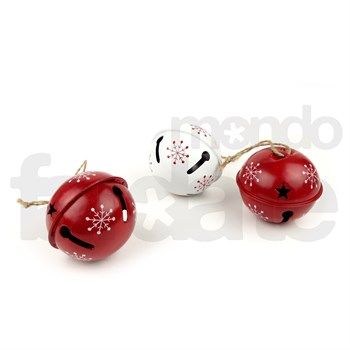 3 Sonagli Natalizi Rossi e Bianchi cm 7