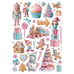 6 Carte di riso in A4 Candy Christmas Stamperia
