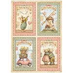 6 Carte di riso in A4 Cozy Family Stamperia