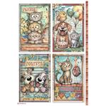 6 Carte di riso in A4 Furry Friends 2 Stamperia