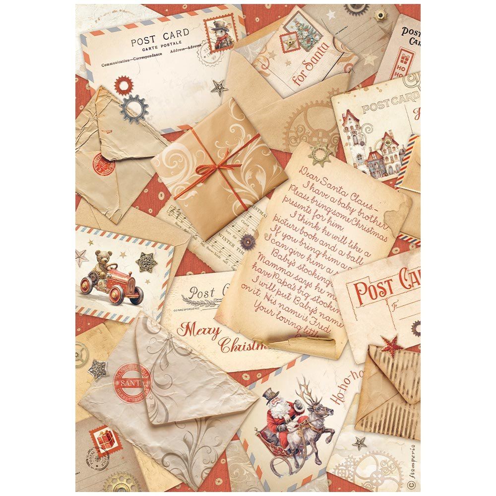 Carta Di Riso A4 Waiting For Santa – Motivo Paglia Per Decoupage, 30g, 21x29,7 Cm