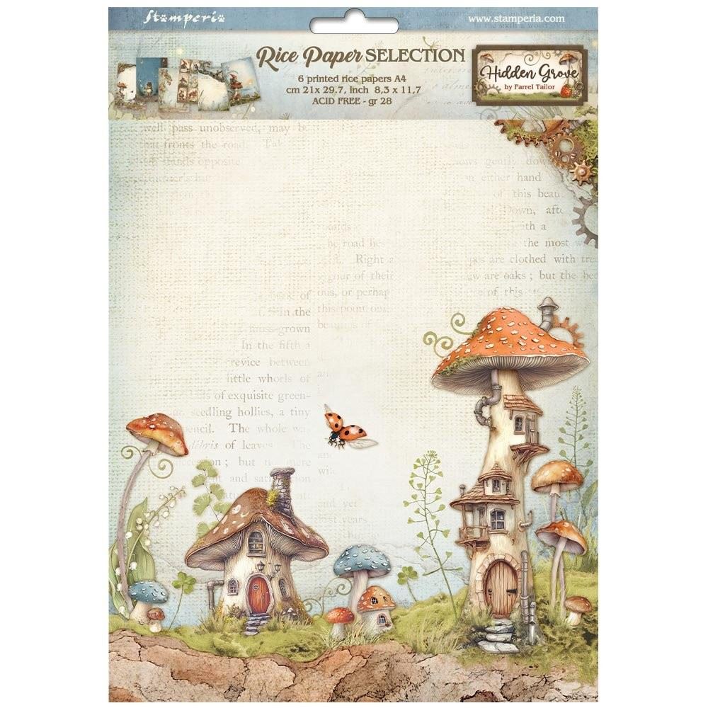 6 Carte di riso in A4 Hidden Grove Stamperia