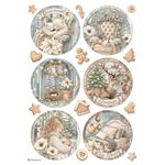 6 Carte di riso in A4 White Christmas Stamperia