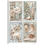6 Carte di riso in A4 White Christmas Stamperia