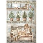 6 Carte di riso in A4 White Christmas Stamperia