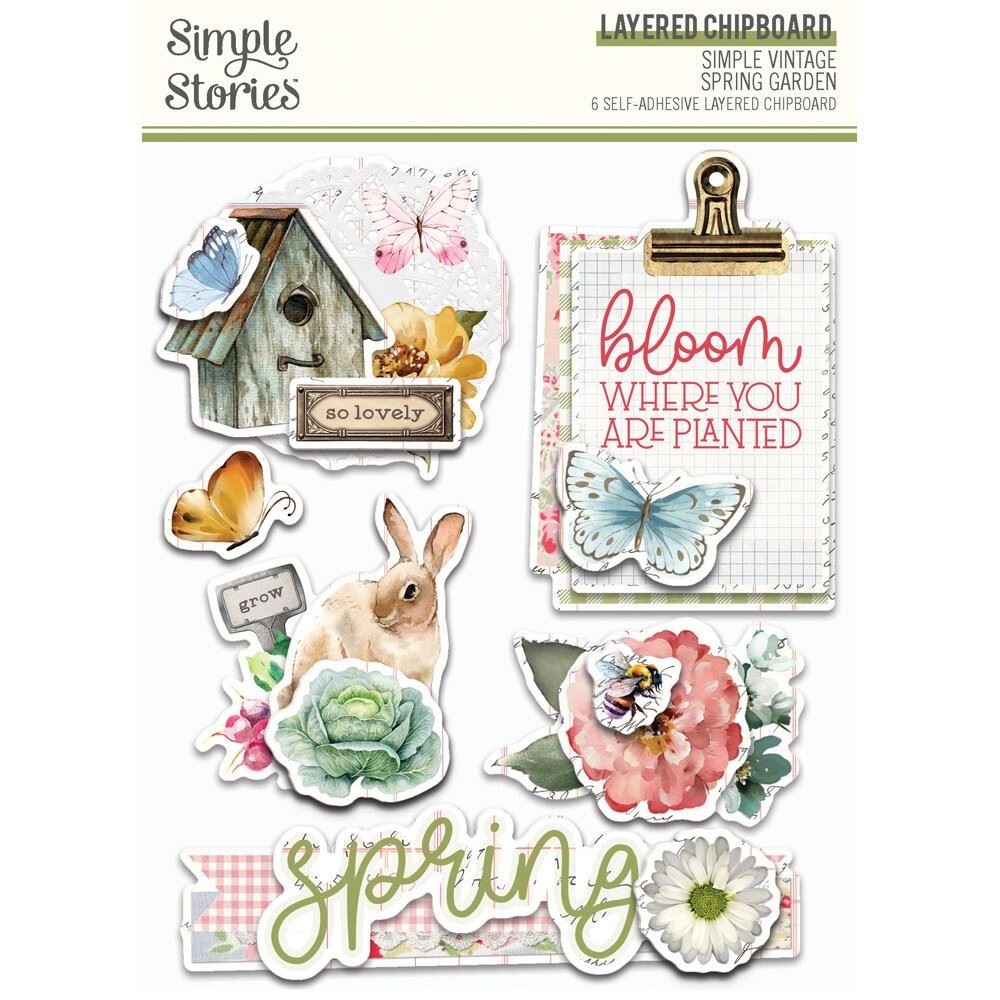 6 Chipboard Adesivi Spring Garden