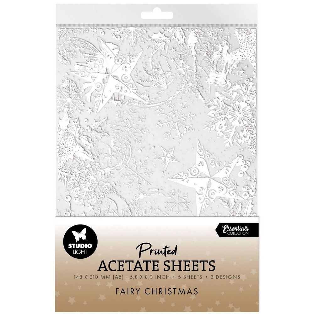 6 fogli di Acetato Snow, Fairies & Stars