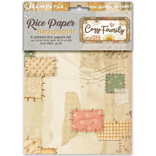 8 Carte di riso in A6 Backgrounds Cozy Family