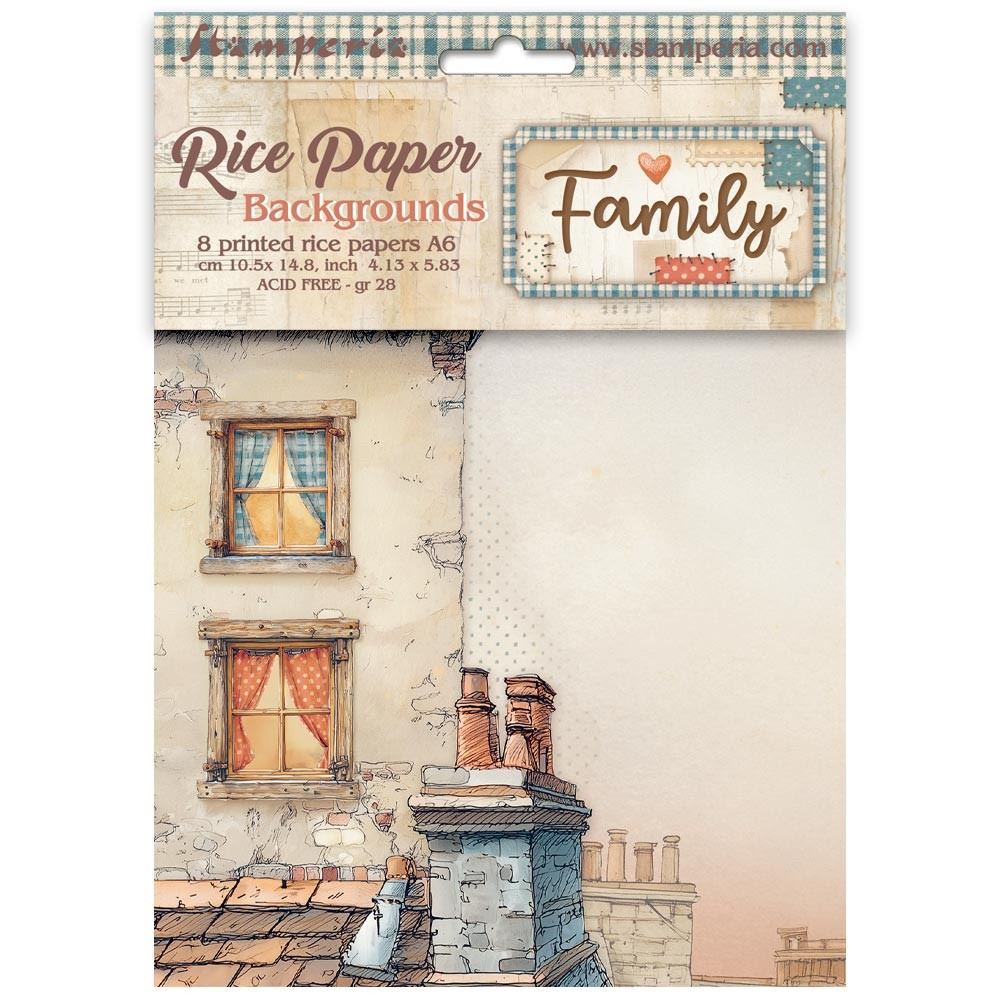 8 Carte di riso in A6 Backgrounds Family