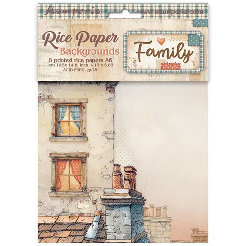 8 Carte di riso in A6 Backgrounds Family