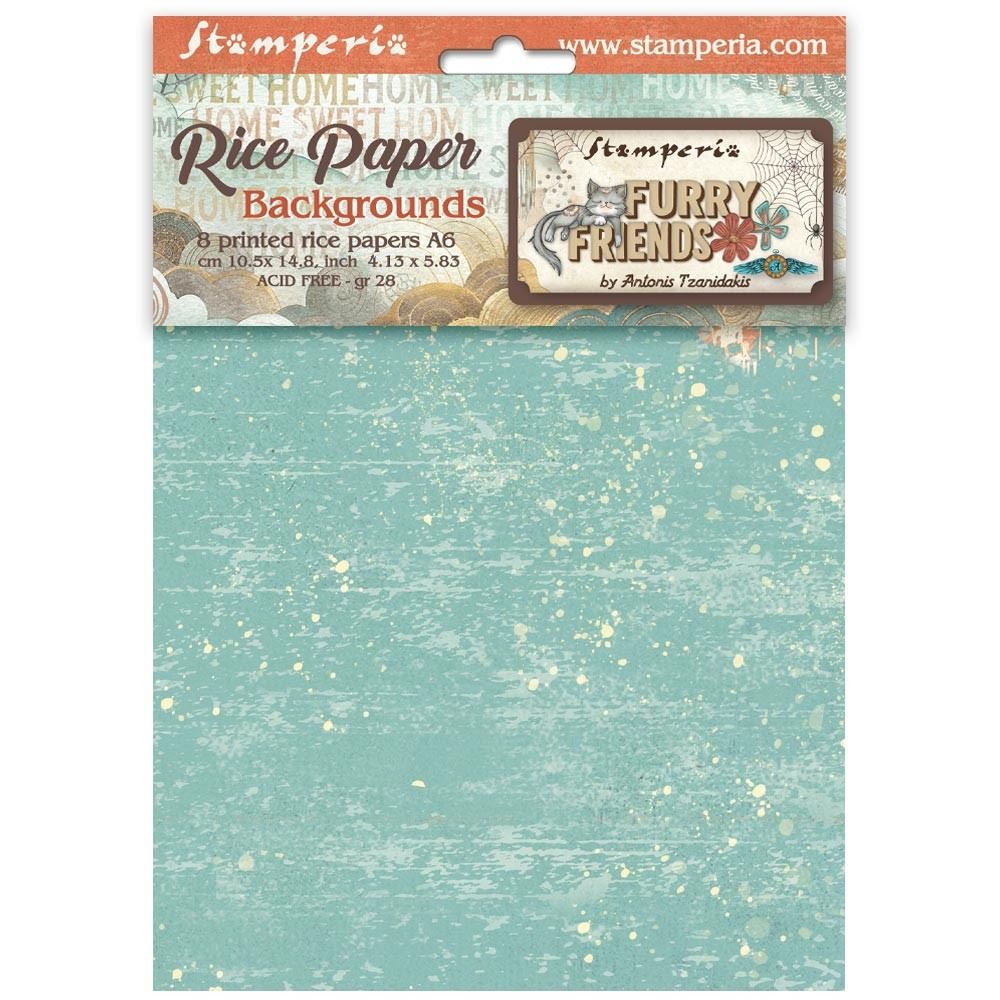 8 Carte di riso in A6 Backgrounds Furry Friends