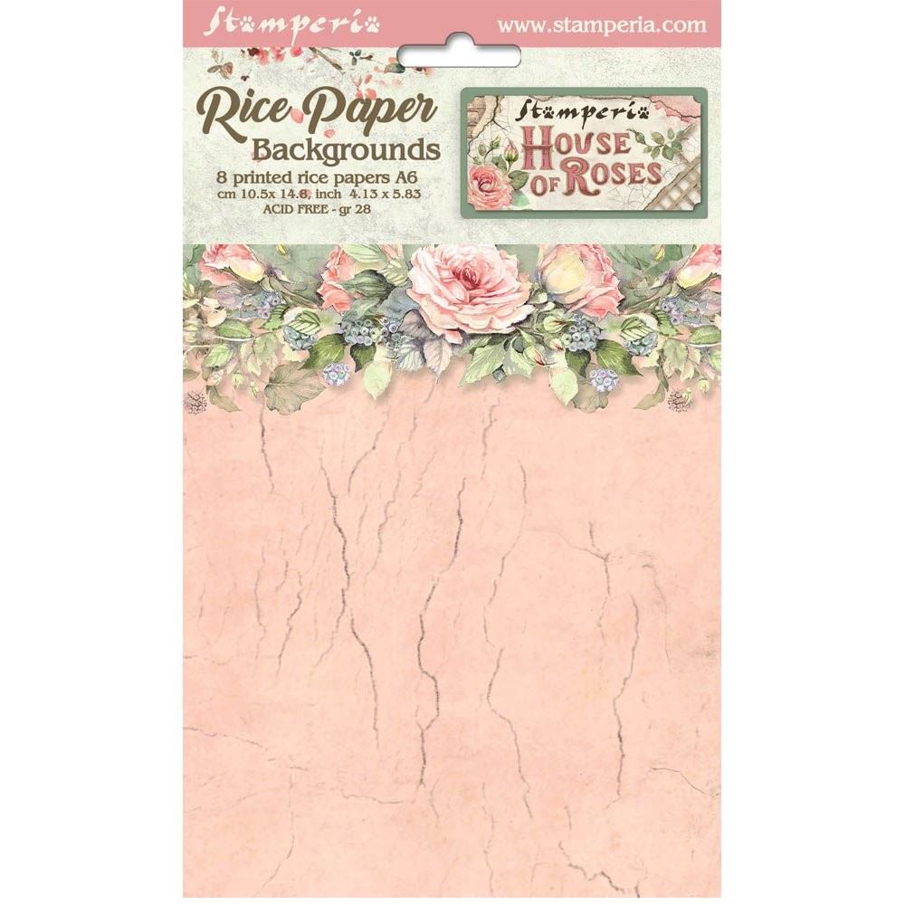 8 Carte di riso in A6 Backgrounds House of Roses