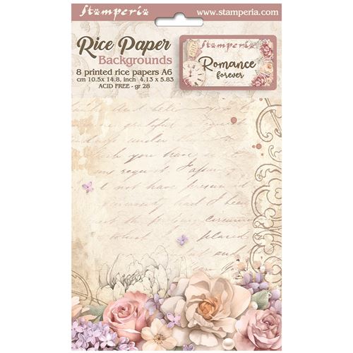 8 Carte di riso in A6 Backgrounds Romance Forever