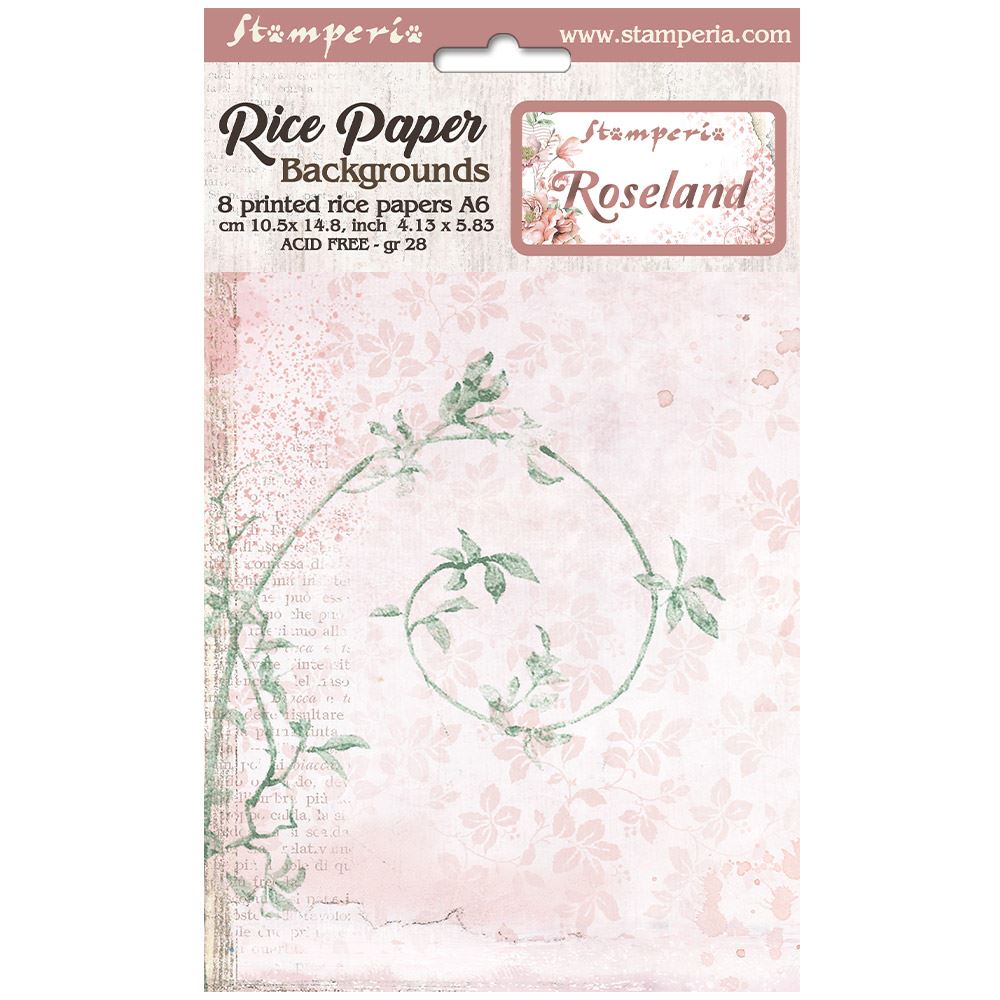 8 Carte di riso in A6 Backgrounds Roseland