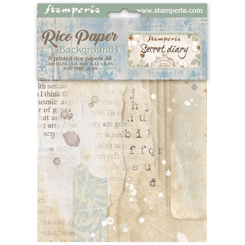 8 Carte di riso in A6 Backgrounds Secret Diary
