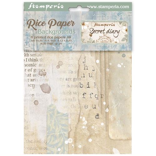 8 Carte di riso in A6 Backgrounds Secret Diary