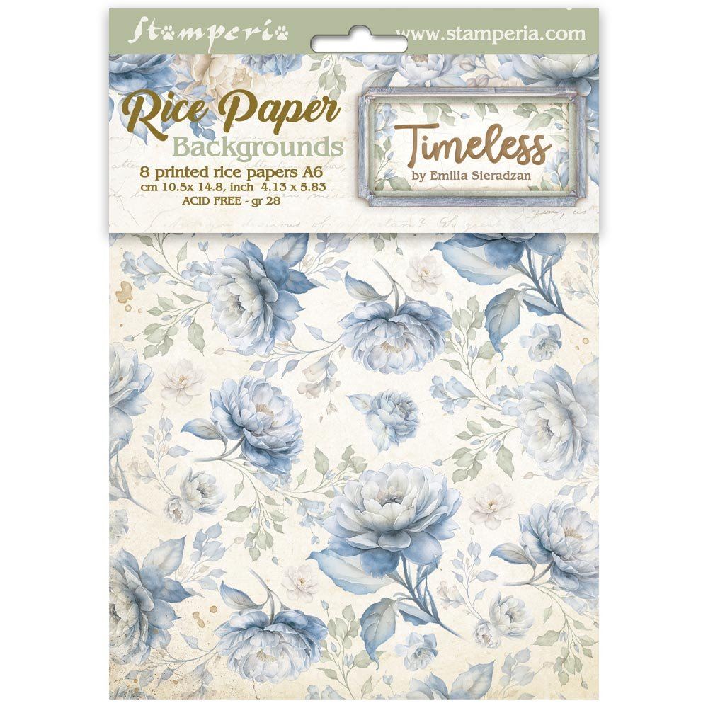 8 Carte di riso in A6 Backgrounds Timeless