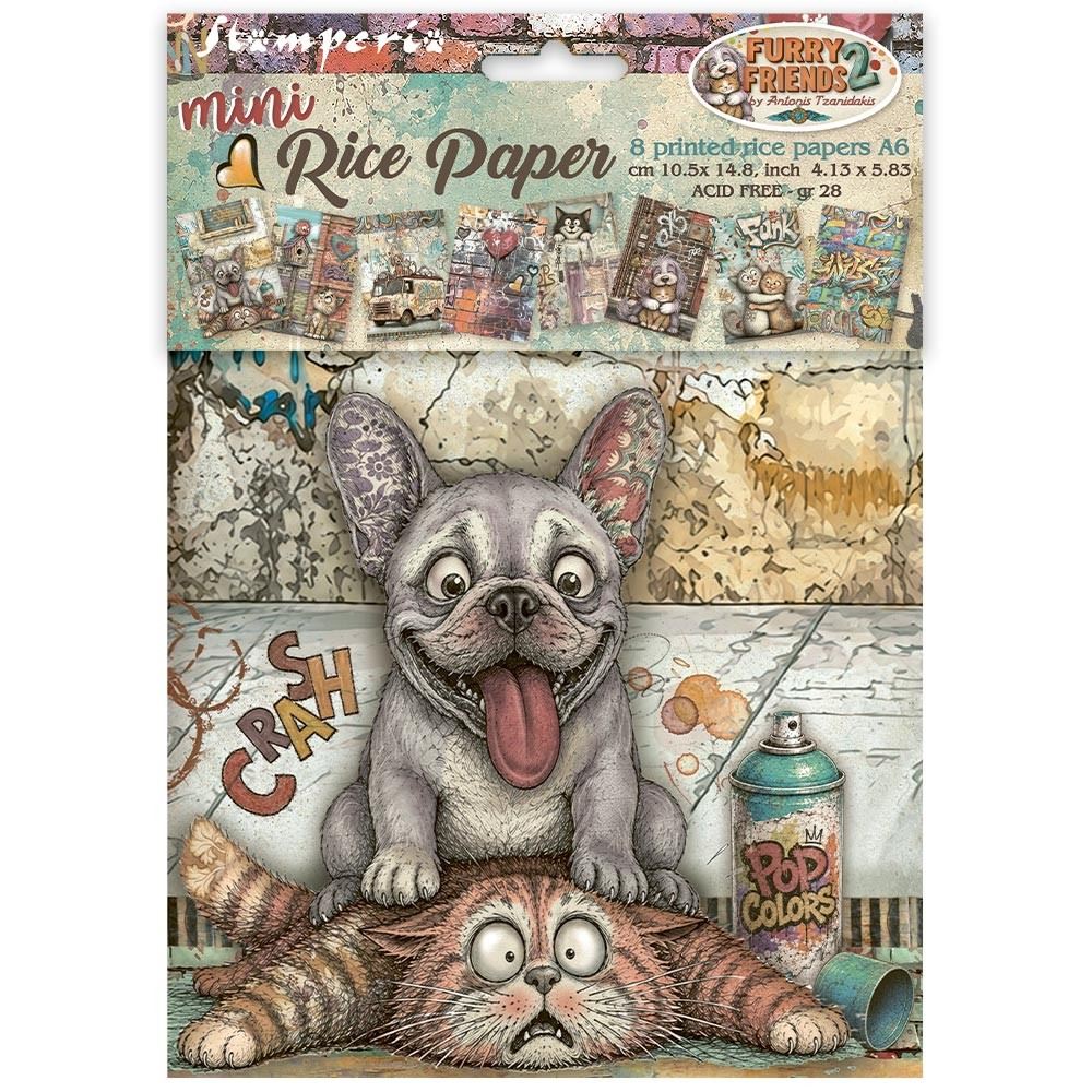 8 Carte di riso in A6 Furry Friends 2