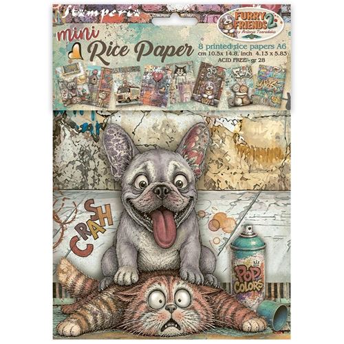 8 Carte di riso in A6 Furry Friends 2