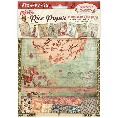 8 Carte di riso in A6 Oriental Garden
