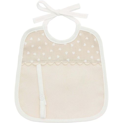 Bavaglino Portaciuccio da Ricamare Beige con Cuori 
