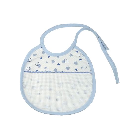 Bavaglino Ricamo Azzurro con Cuori Ovale 