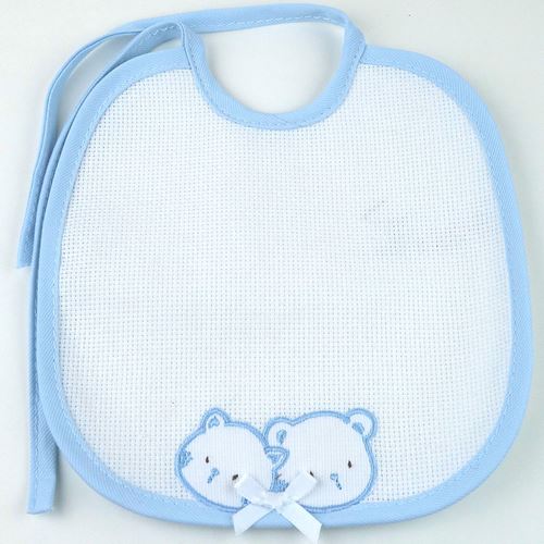 Bavaglino Ricamo Azzurro con Orsetti Azzurri