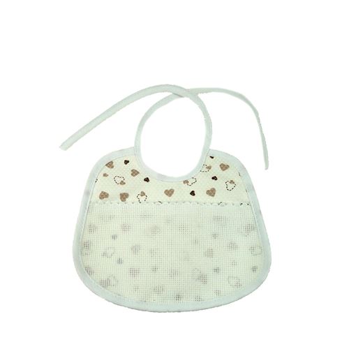 Bavaglino Ricamo Beige con Cuori Stondato