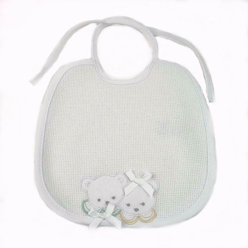 Bavaglino Ricamo Bianco con Orsetti