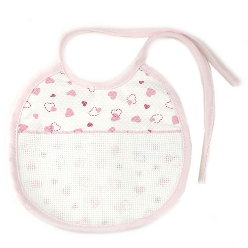 Bavaglino Ricamo Rosa con Cuori Ovale 
