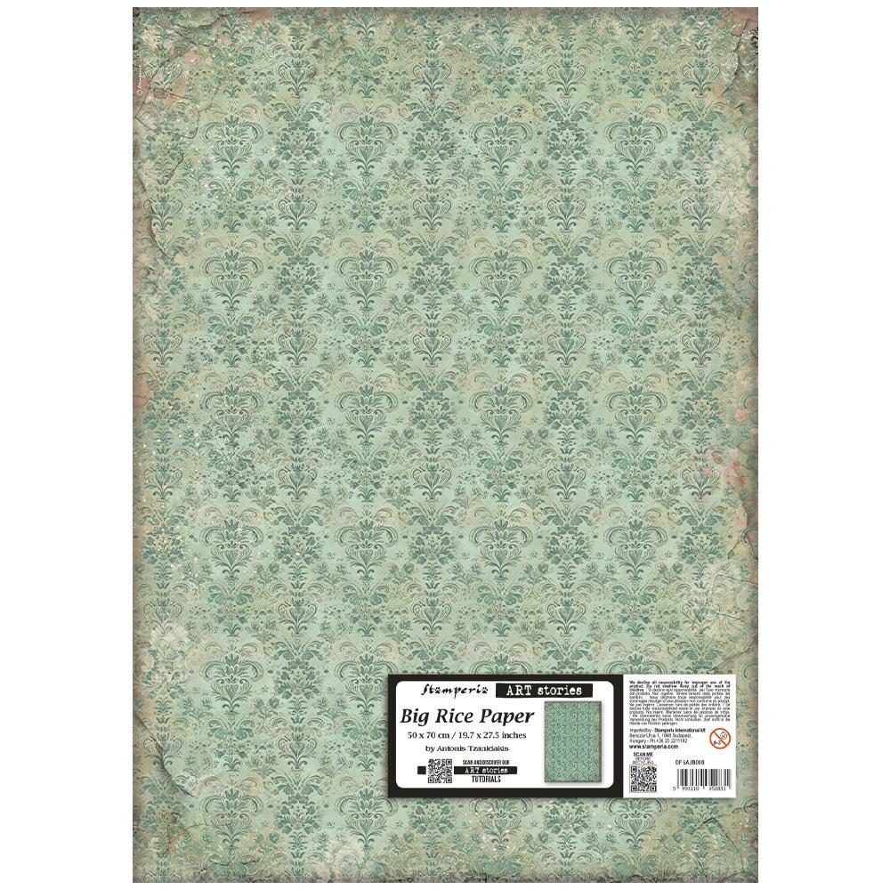 Big Rice Paper Art Stories Gardens of Time tappezzeria verde