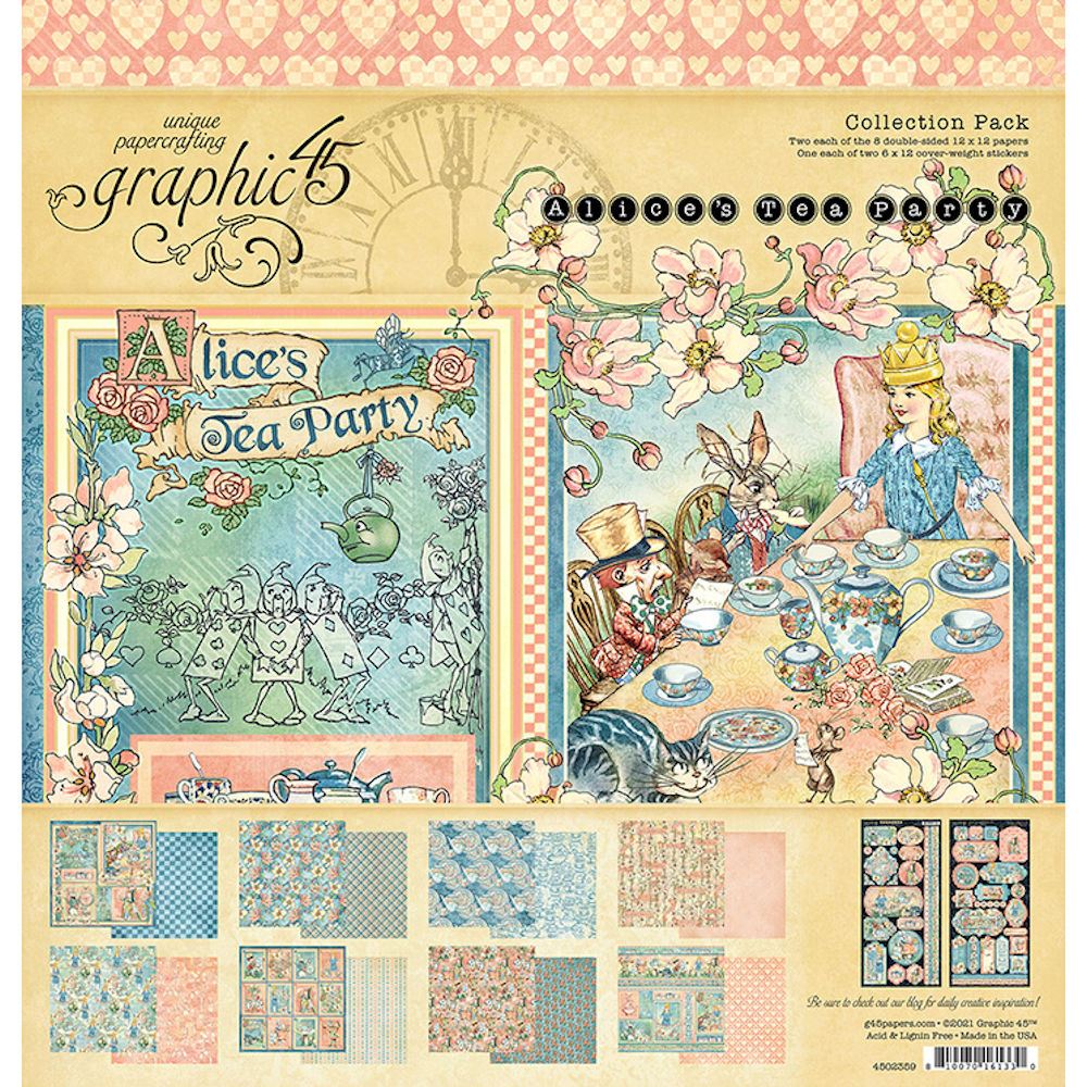 Blocchi di Carte Alice's Tea Party con stickers