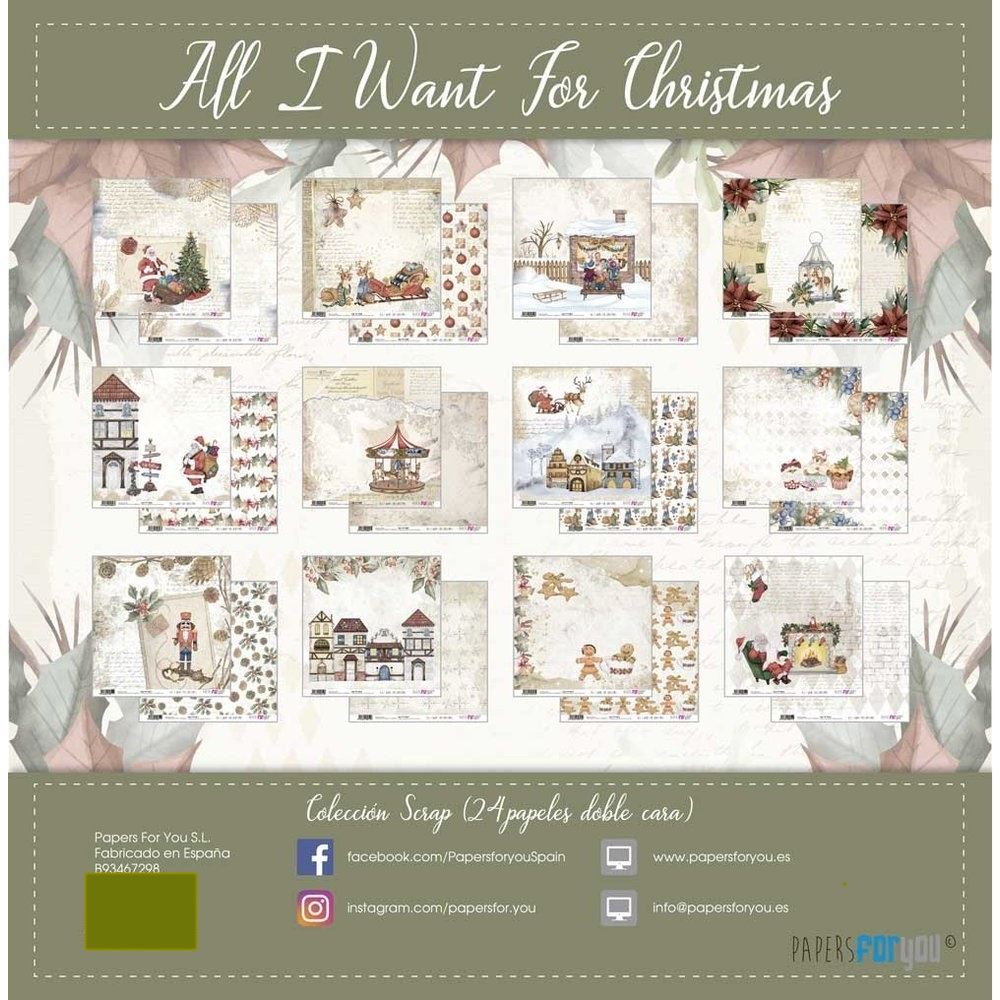 Blocchi di Carte Scrap All I Want For Christmas 20 x 20