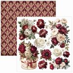 Blocchi di Carte Scrap Bohemian Burgundy Fussy Cut Pad cm 15 x 15
