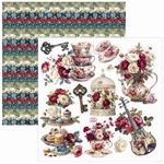 Blocchi di Carte Scrap Bohemian Burgundy Fussy Cut Pad cm 15 x 15