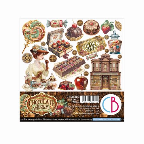 Blocchi di Carte Scrap Chocolate Wanderlust Fussy Cut Pad cm 15 x 15
