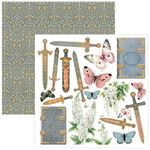 Blocchi di Carte Scrap Courtly Love Fussy Cut Pad cm 15 x 15