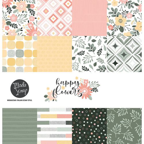 Blocco Carta Per Scrapbooking 30.5x30.5 Cm - 24 Fogli Double Face Con 12 Disegni Vintage - 160g/m²