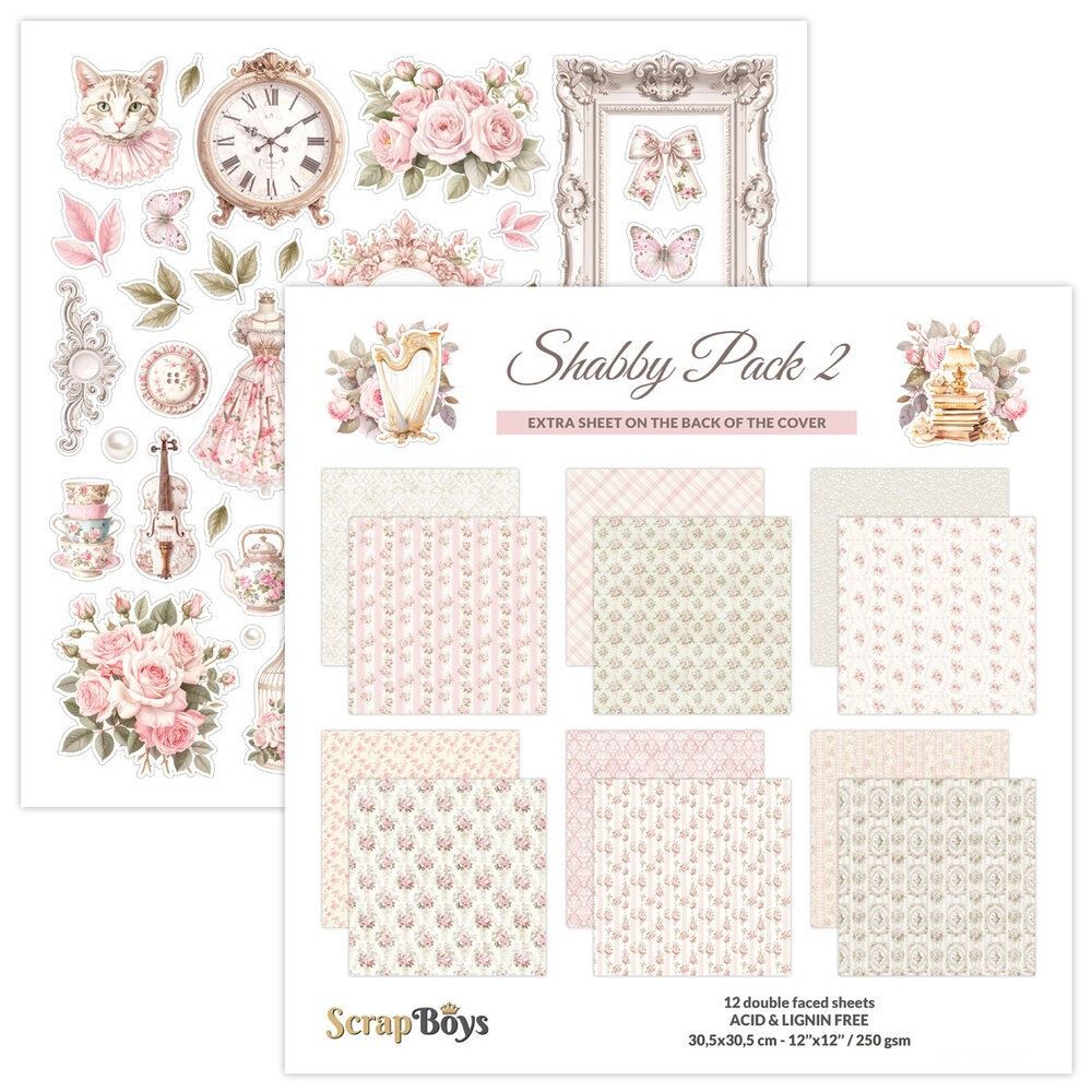 Blocchi di Carte Scrap Shabby Pack 30 x 30
