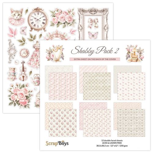 Blocchi di Carte Scrap Shabby Pack 30 x 30