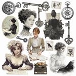 Blocchi di Carte Scrap Typographic Fussy Cut Pad cm 15 x 15