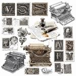 Blocchi di Carte Scrap Typographic Fussy Cut Pad cm 15 x 15