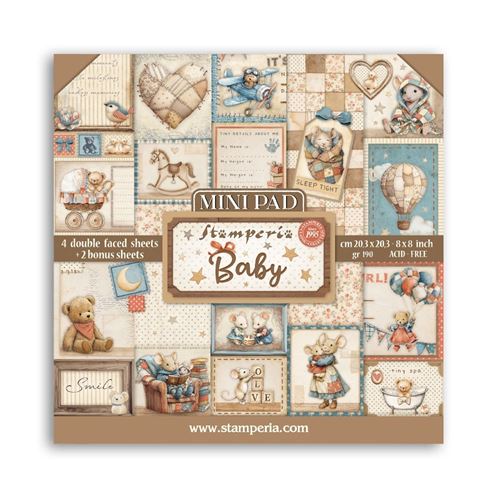 Blocco Di Carte Scrap Mini 6 fogli Baby cm 20 x 20