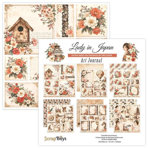 Blocco Di Carte Scrap Mini 6 fogli Lady in Japan cm 30 X 30